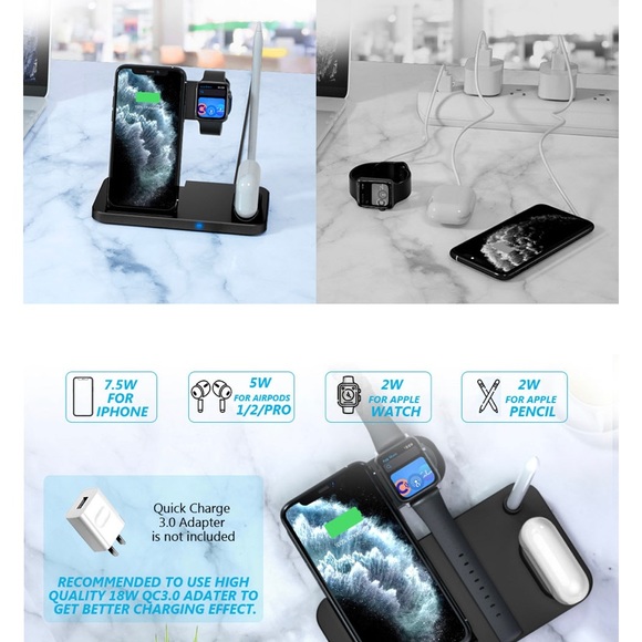 QI-EU 4 in 1 FAST CHARGER , Black, NIB - Picture 9 of 9